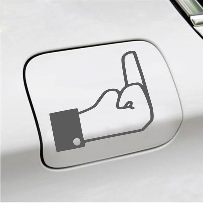 Bumpersticker - FB Middelvinger - 10 X 13 - Antraciet