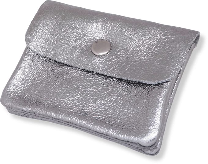Bijoutheek Portemonnee Leer Italiaans Metallic Donker Zilver