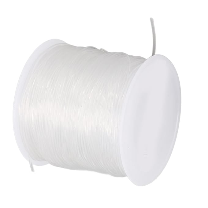 Fil de Cristal 1,2 mm DIY Artisanat Transparent Élastique Rond Clair Fil Élastique Transparent avec 2 Perles white