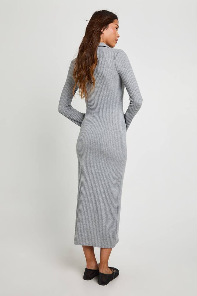 boohoo Dames Geribbeld overhemd met kraag en knopen, midaxi-jurk | Grijs | Maat: 36