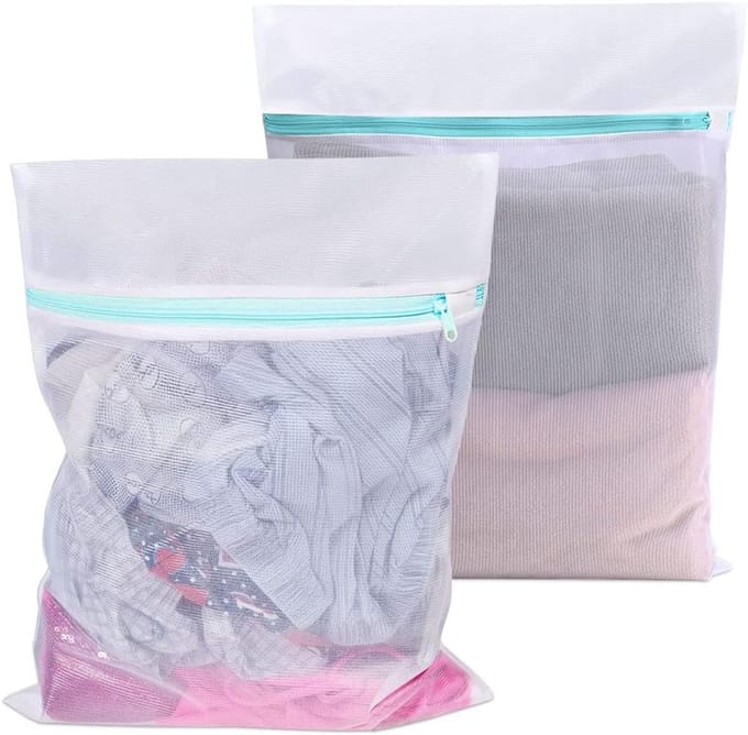 Grote wasnetten voor delicate kleding, 2 stuks, 90x110 cm, wit, rits, polyester gaas