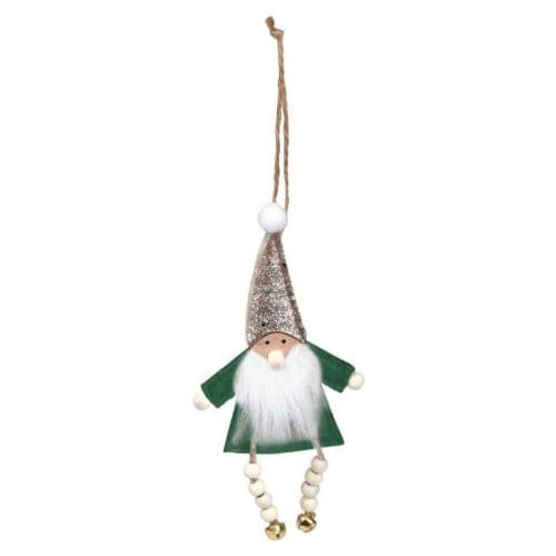 Kerst hanger kabouter met belletje hout assorti