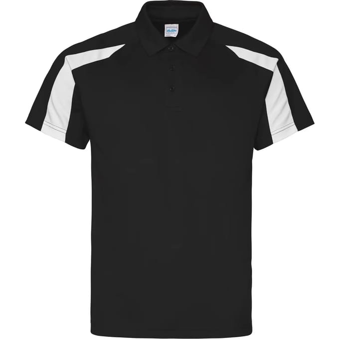 Just Cool - Cool Contrasterend Polo - Jet Black/Arctic White maat M