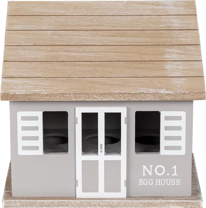 Clayre & Eef Eierkastje Huis 20x14x18 cm Grijs Bruin Hout