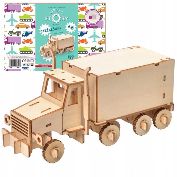 Little Story Houten 3D Puzzel Vrachtwagen - Bouw je eigen model!