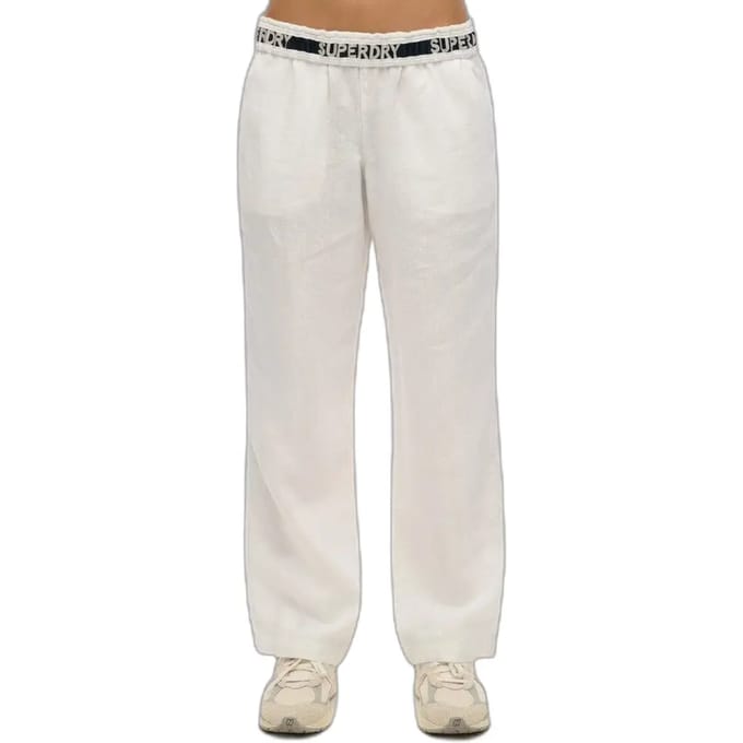 Superdry Linen Drawstring Broek Wit L Vrouw