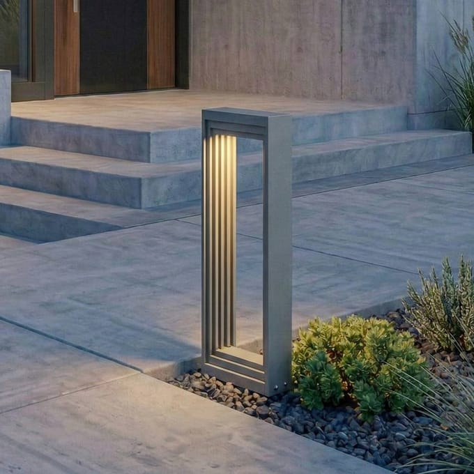 Lucande LED sokkellamp Ashkan, hoogte 40 cm, antraciet, IP65