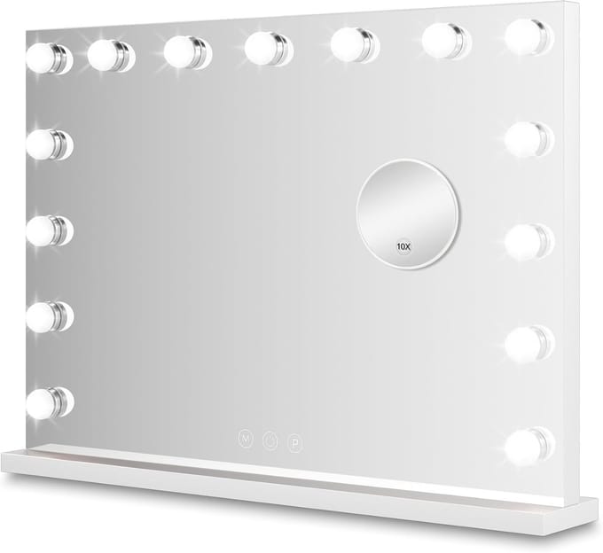 Make-up Spiegel - Verlichte Spiegel - Make-up Aanbrengen - Instelbare Helderheid - 58 x 46 cm - Wit
