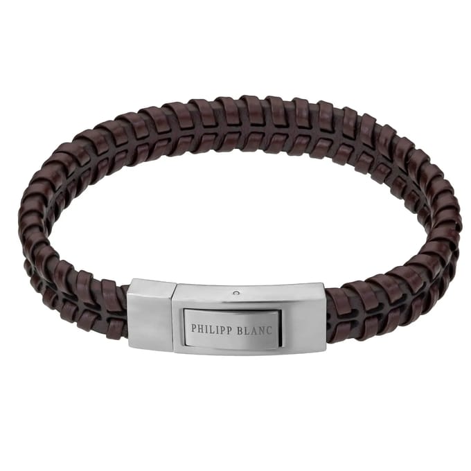 Echt leer en roestvrij stalen armband Philipp Blanc Andreas
