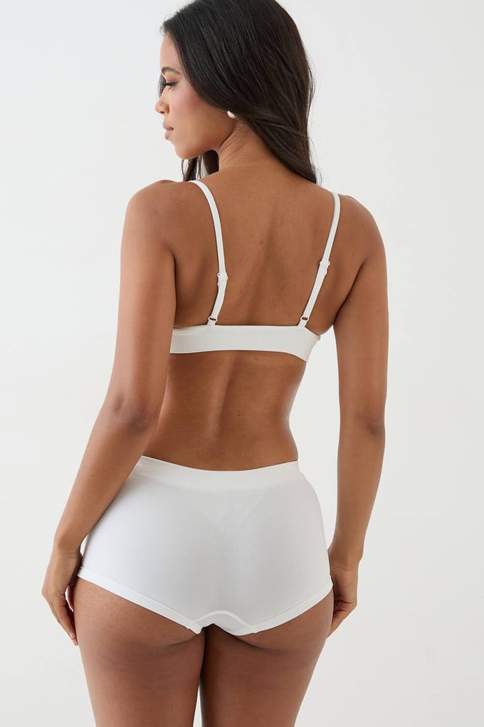 Dames Dsgn Studio Naadloze Bralette Met Ronde Hals En Short Lingerieset | Wit | Maat: Large