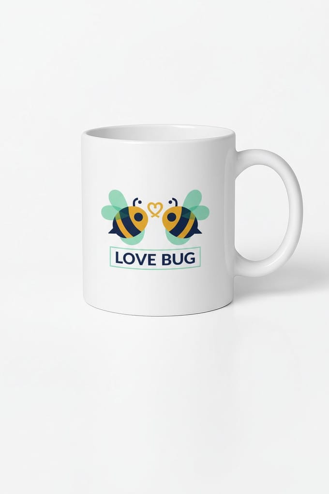 Mok "Love Bug" met Schattige Bijen en Hartje - Romantisch Liefdescadeau