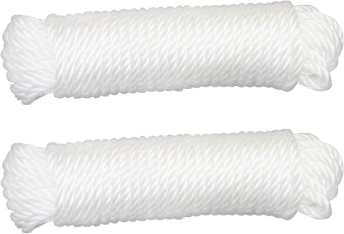 AMIG paracord touw - 2x - 10 meter - D5mm - 110kg - polypropyleen - wit