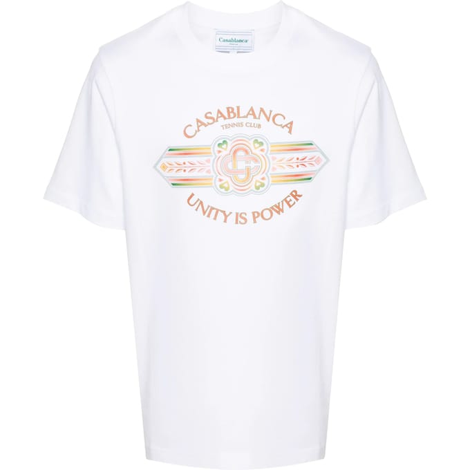 Casablanca Eenheid is macht T-shirt met opdruk in wit