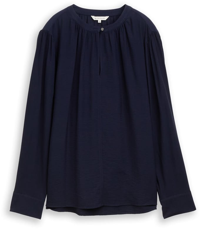Tom Tailor - Crinkle blouse met ruches - Maat 36 - sky captain blue