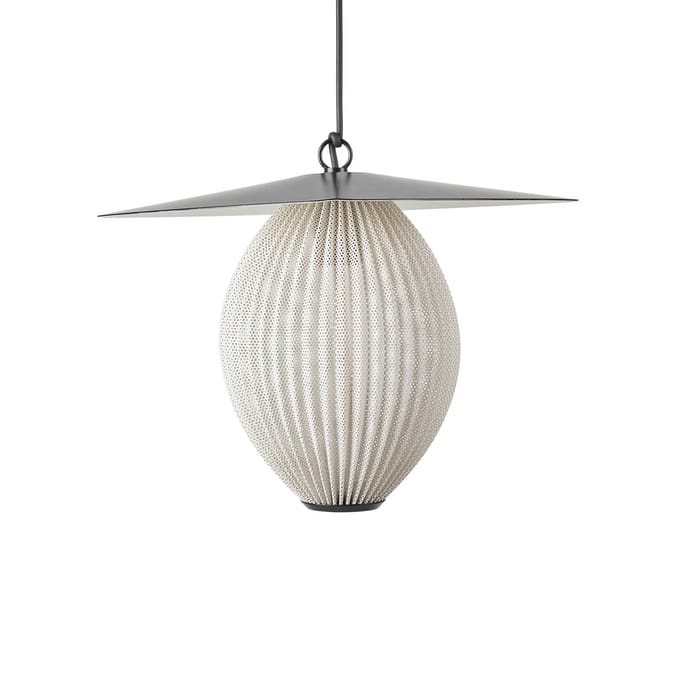Gubi buiten hanglamp Satellite, 45x27 cm, zwart/mosterdgoud