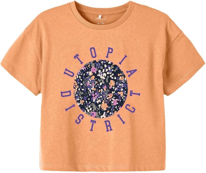 Name it Meisjes Oranje Korte Losse Tshirt Korte Mouwen Orange Chiffon - 116