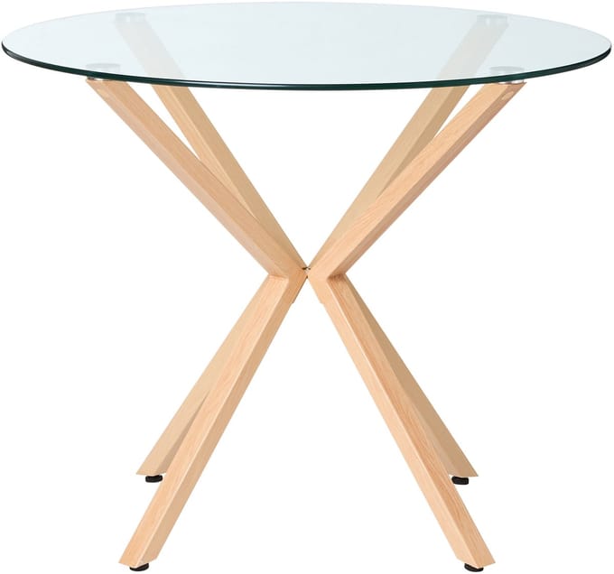 ALTURA - Ronde eettafel - Lichte houtkleur - 90 cm - Veiligheidsglas