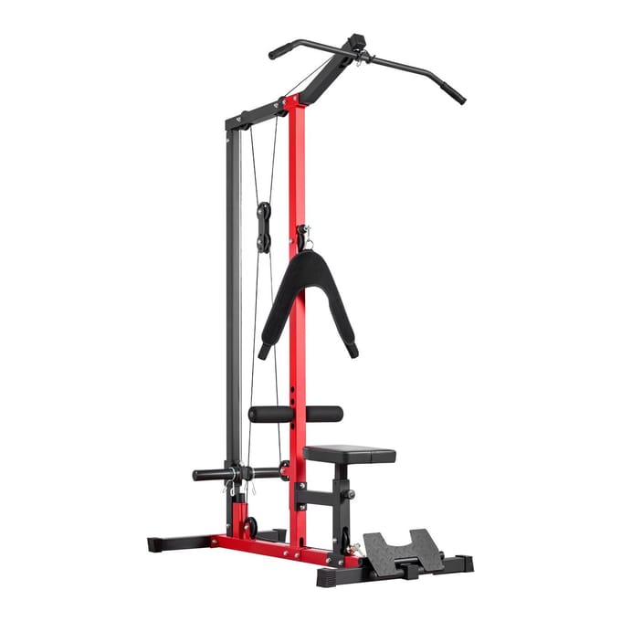 LAT Pull Down Machine, 3-in-1 Roei Kabelmachine, Kabelmachines Home Gym met 3-Niveaus Verstelbare Zitting, 4-Niveaus Verstelbare Schuimroller, Belasting 181kg Lat
