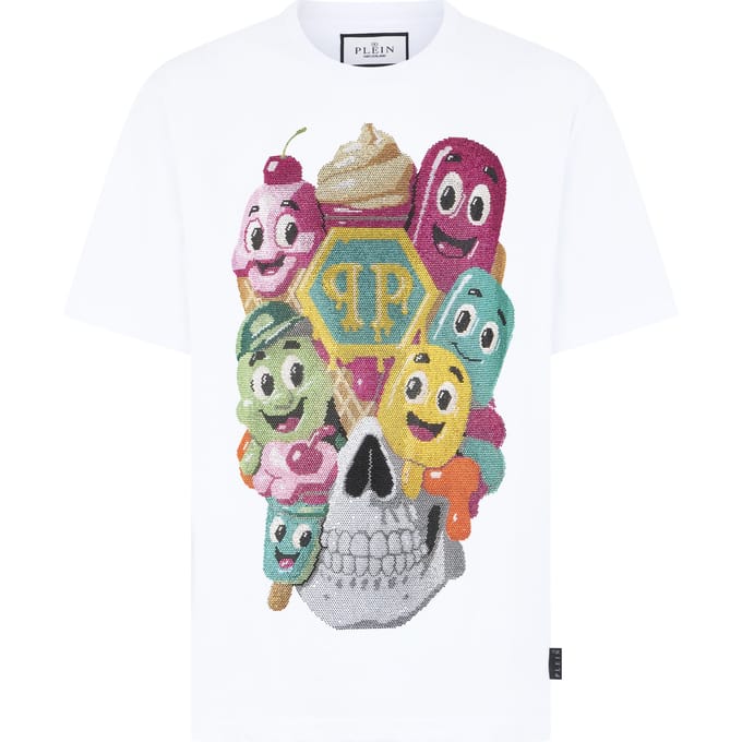 Round Neck T-Shirt Little Ice Cream Skull