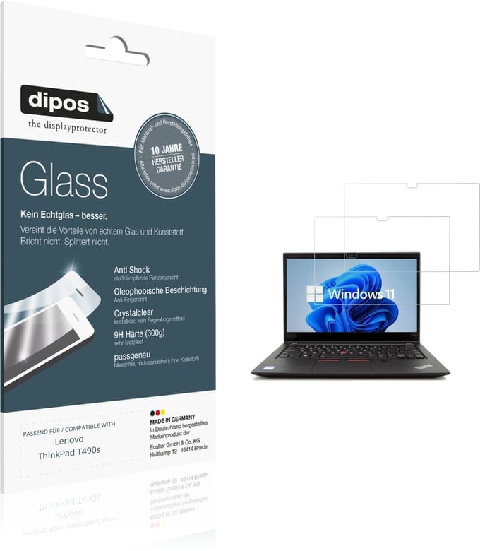 dipos – 2x Pantserfolie geschikt voor Lenovo ThinkPad T490s | 9H Screenprotector