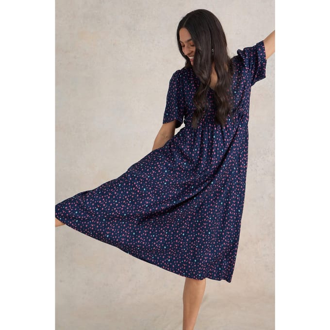 White Stuff Lucy Midi Dress Navy Multi Taglia: 12 REGULAR | Abiti Midi Outlet | Donna | Blu