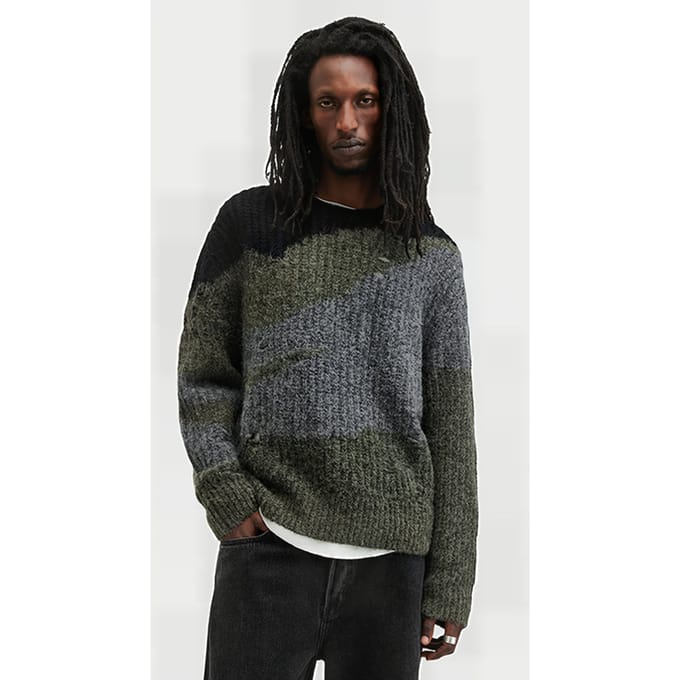 AllSaints Sur Crew Green/black Größe: XXL | Pullover Outlet | Herren | Grün