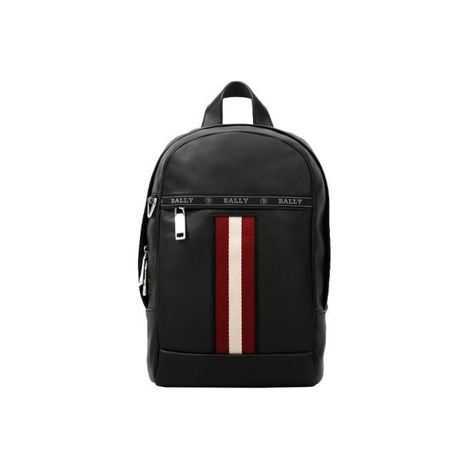 Bally Rode En Witte Gestreepte Leren Schoudertas Reguliere Heren Schoudertas Zwart HARI-10 Basic Set (Bag+Dust Bag)