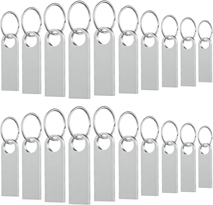 USB Flash Drives - Geheugensticks - Data Opslag - Inclusief Sleutelhangers - 4 GB - Zilverkleurig