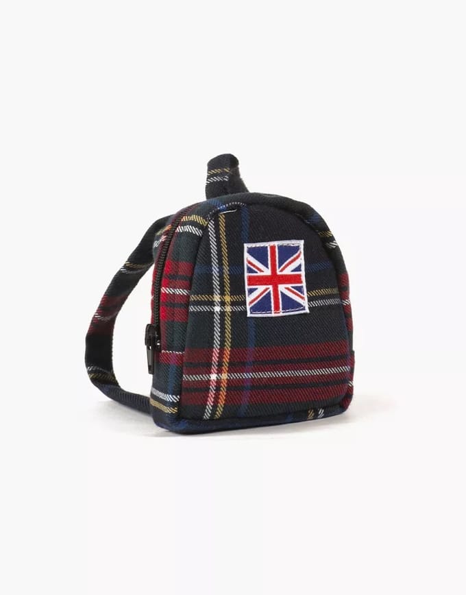 Minikane Poppenrugtas Donkerblauw Geruit 34 cm