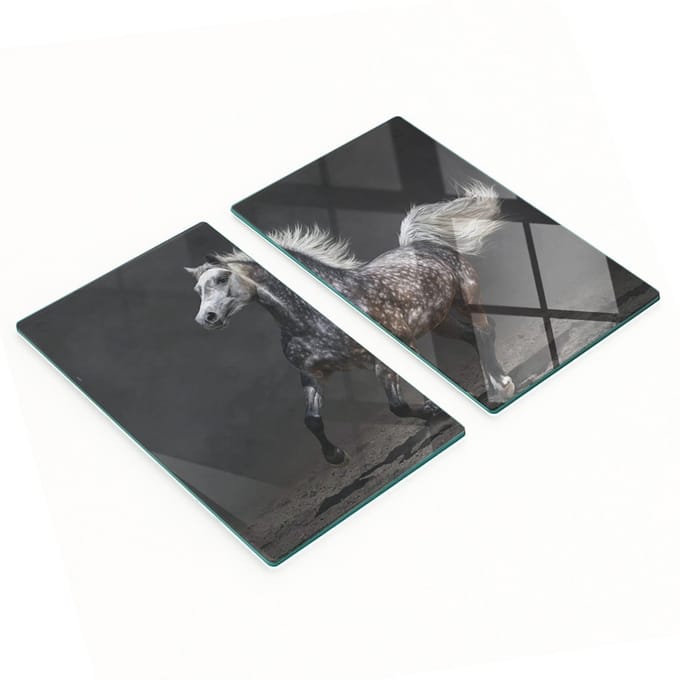 Multifunctionele decoratieve glazen keukenplanken met Arabisch paard, 2x30x52 cm