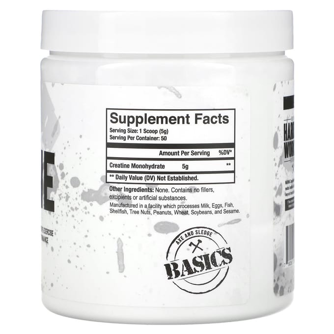 Axe & Sledge Supplements, Basic, Creatine, Ongezoet, 250G(8.82Oz)