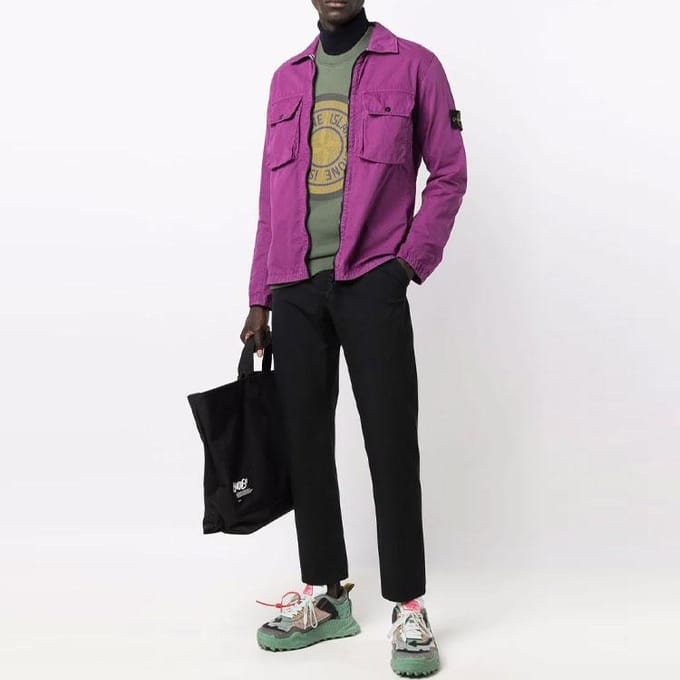 Stone Island Overhemd Paars Heren Tops 7515113WN-V0145 M pink