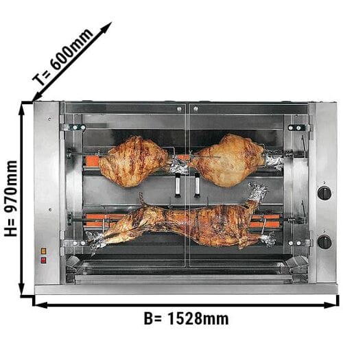 GGM Gastro Elektro Lamm- & Spanferkelgrill - 13,2 kW - mit 2 Spießen Zilver