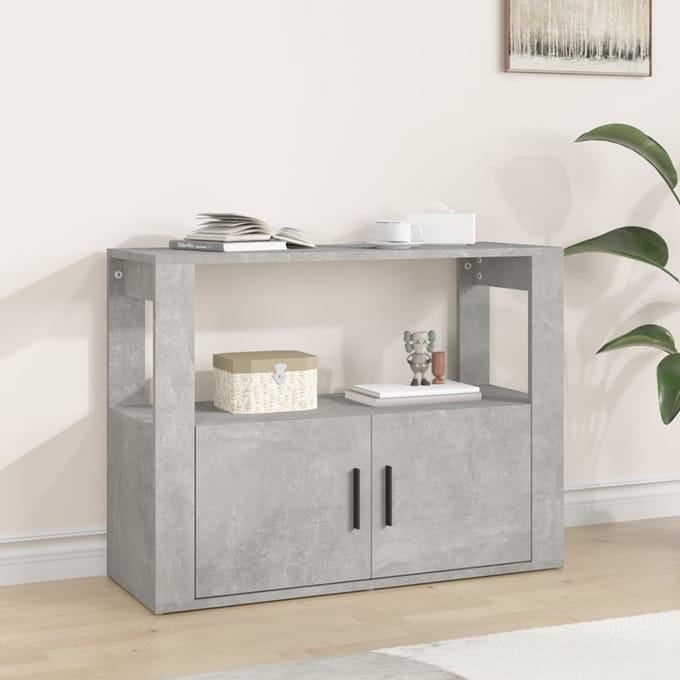vidaXL - Dressoir - 80x30x60 - cm - bewerkt - hout - betongrijs
