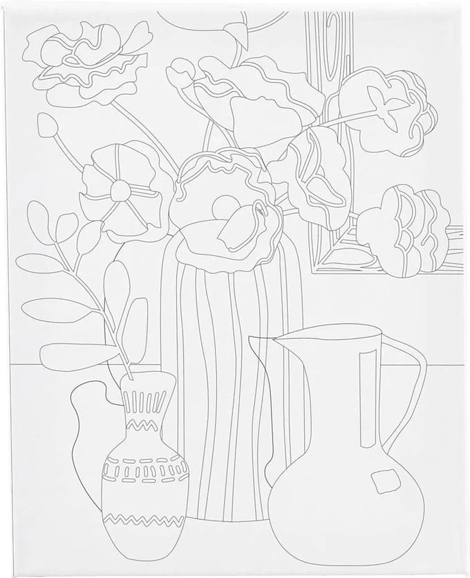 Creativ Company Schildercanvas met print Grote bloemen 24x30 cm