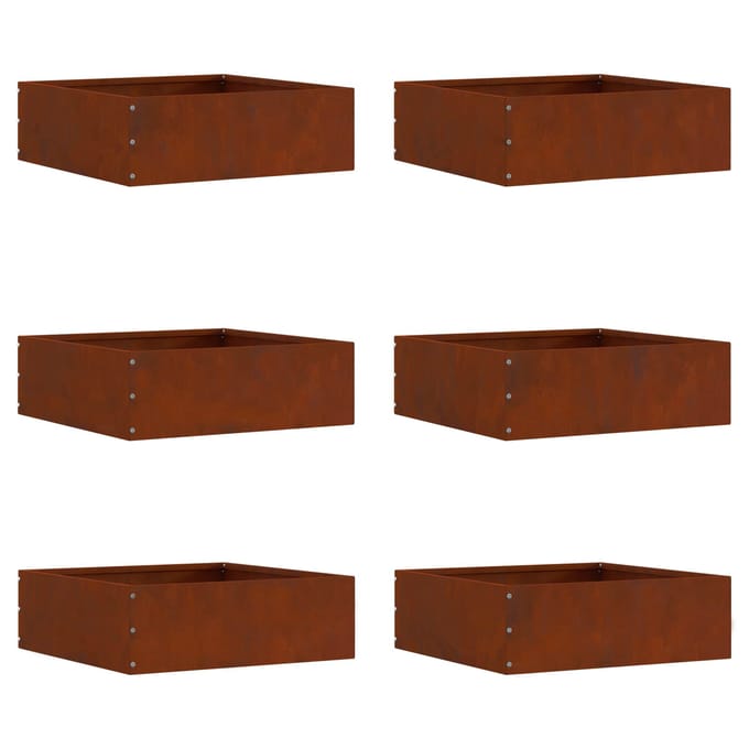 vidaXL - Gazonrand - 6 - st - 40 - x - 40 - x - 13 - cm - Roestkleurig