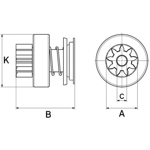 Vrijwielaandrijving/bendix, starter  HC-CARGO F 032 331 866