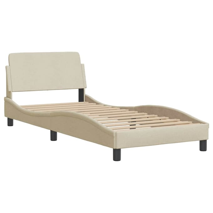 vidaXL - Bedframe - met - hoofdeinde - "Dover" - 90x200 - cm - stof - crème