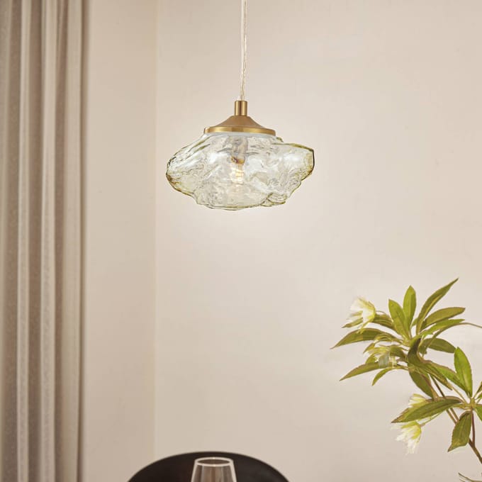 Lindby - hanglamp - 1licht - Glas, ijzer - H: 8.5 cm - G9 - amber, messing