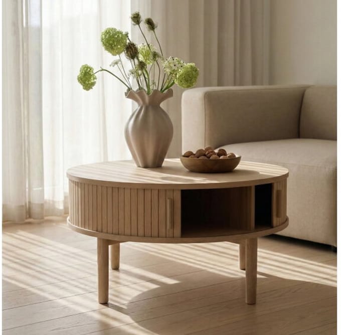 Salontafel Meta rond eikenhout Ø85 CM - Naturel