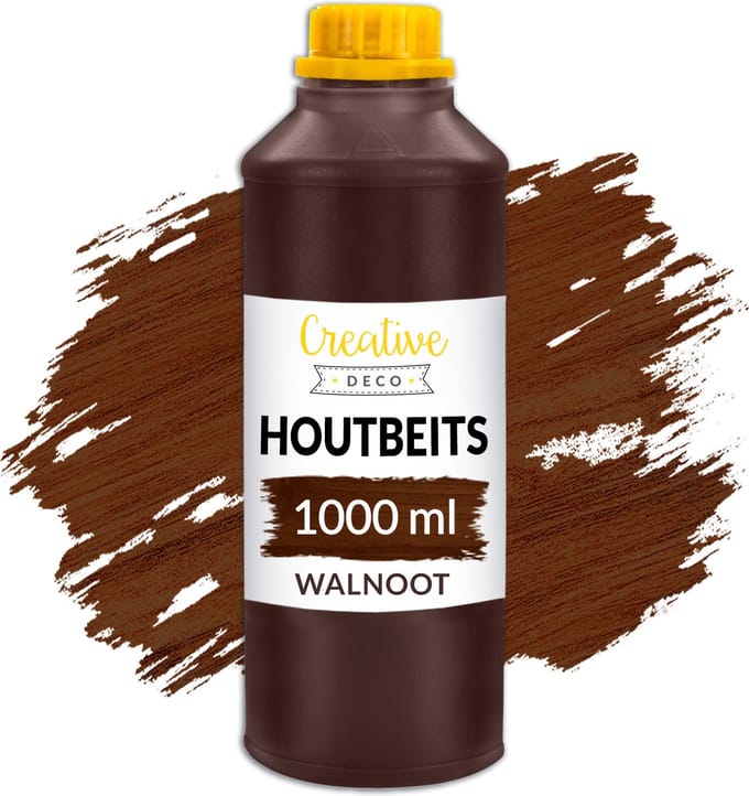 Creative Deco Houtbeits Waterbasis – 1 Liter – Walnoot Kleur, Sneldrogend