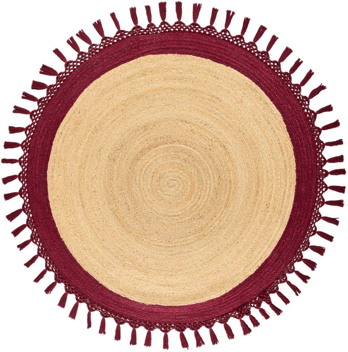 MARTS - Vloerkleed - Donkerrood - 140 cm - Jute