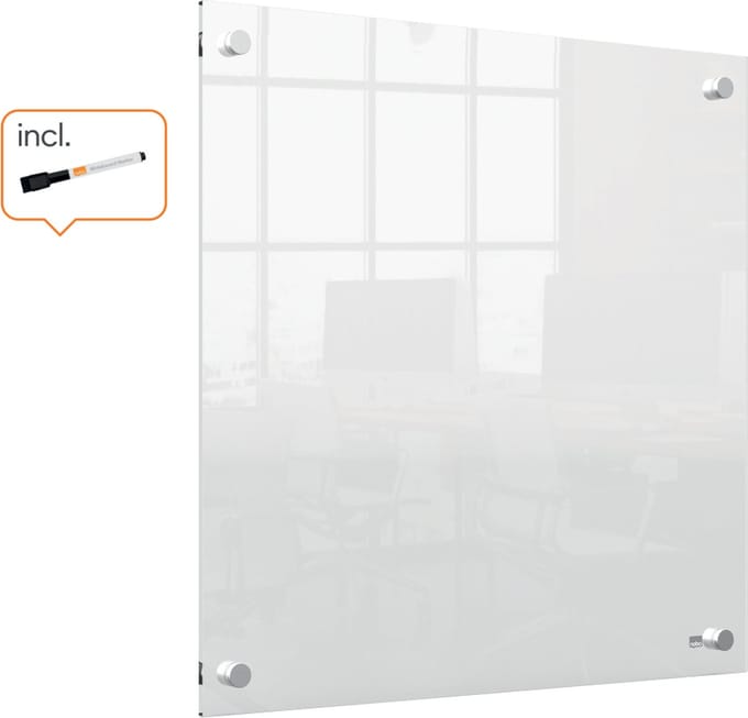 Nobo Draagbaar Wandgemonteerd Mini Whiteboard - 450 x 450 Millimeter - Inclusief Marker - Transparant Acryl