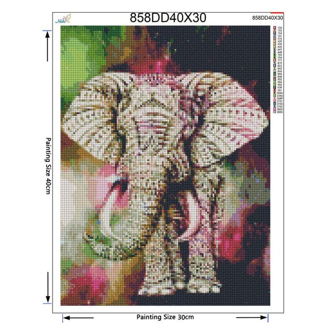 Point de croix éléphant carré perceuse pleine strass image diamant broderie animaux décor à la maison 20X30CM black