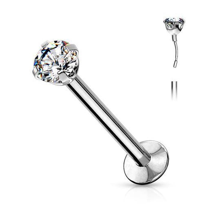 Piercing push in - chirurgisch staal - 0.8x8x3 mm - zilver - LMPiercings