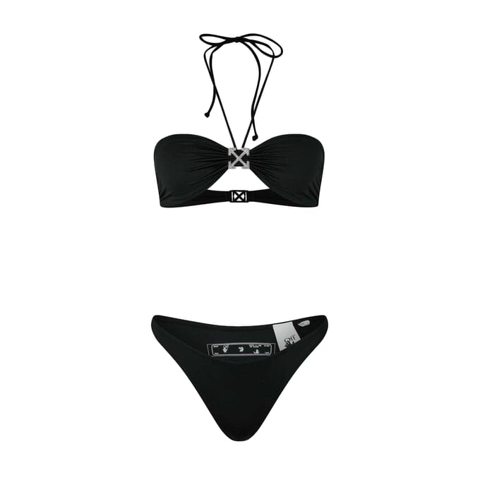 Off White Dames/Dames Arrow Logo Bikini Top Set (Zwart)