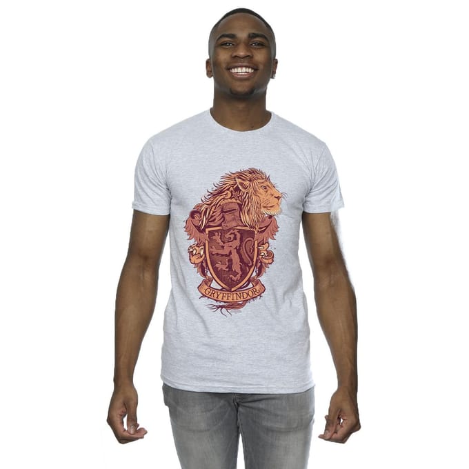 Harry Potter Heren Gryffindor Schets Crest T-Shirt (Sportgrijs)