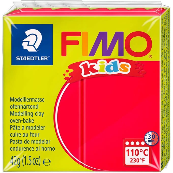 FIMO kids 8030 - ovenhardende boetseerklei - blokje 42 g - rood