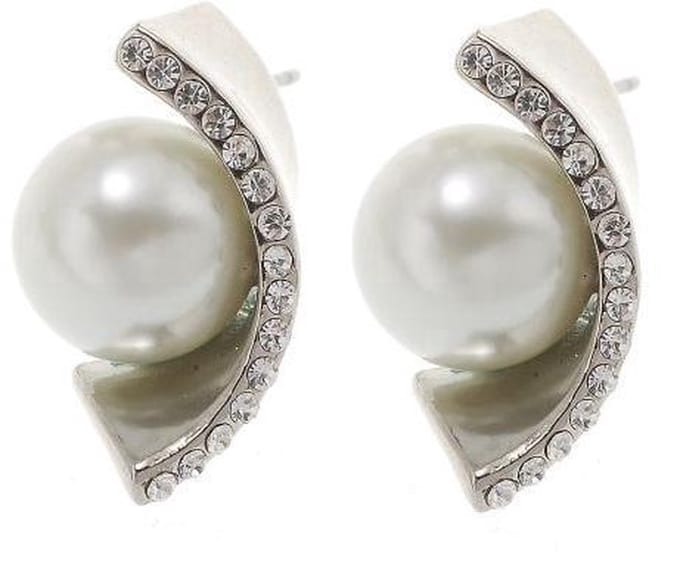 Behave - Oorknoppen met glasparel en kristalsteentjes - Elegante sieraden