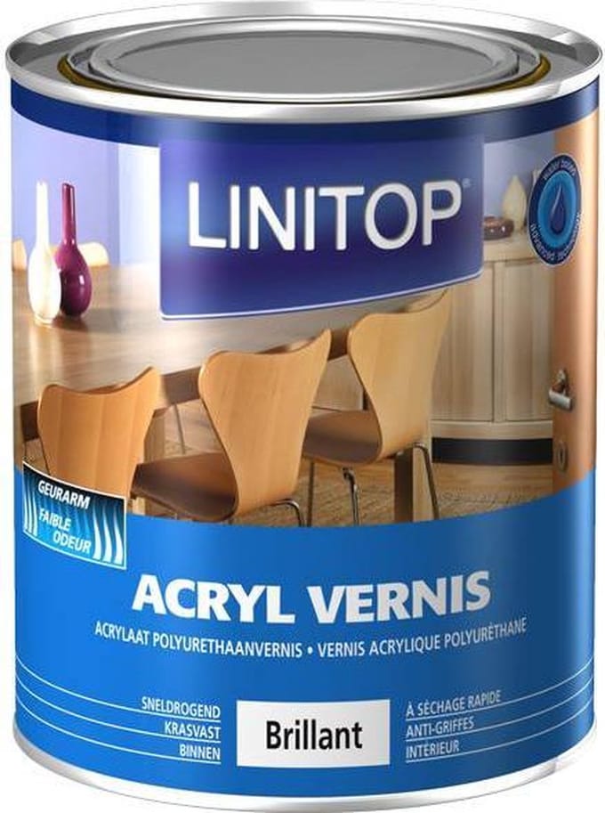 Acryl Vernis - Acryl-polyurethaanvernis voor binnen - Linitop - 0,75 L
